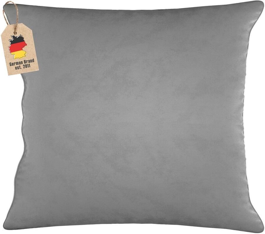 Intirilife 2x decoratieve fluwelen kussenhoezen 40x40 cm in grijs Voor woonkamer slaapkamer slaapbank kantoor cafetaria of wachtkamer - Foto 2