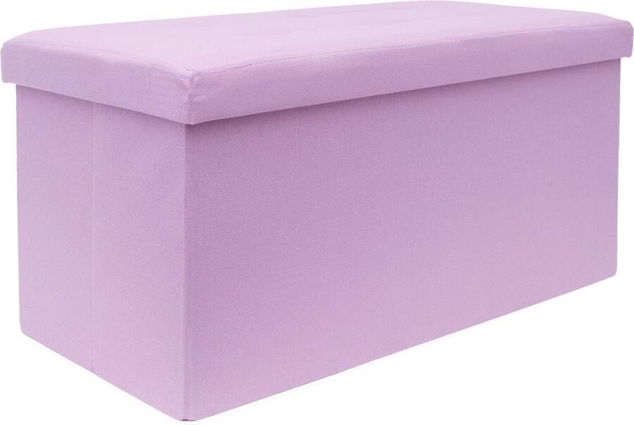 Intirilife Opvouwbare poef 76x38x38 cm in LOTUS ROZE Zitkubus met opbergruimte en hoes van stof met holtes Zitkubus voetensteun opbergdoos kist poef