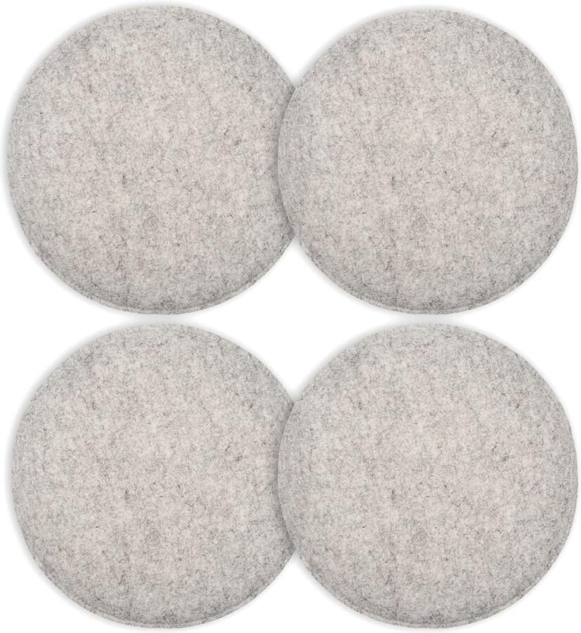 Intirilife zitkussen set van 4 van vilt in grijs 31 5 x 2 5 cm Gezellige stoelkussens sierkussens rond voor binnen buiten zitkussens stoelen banken palletkussens