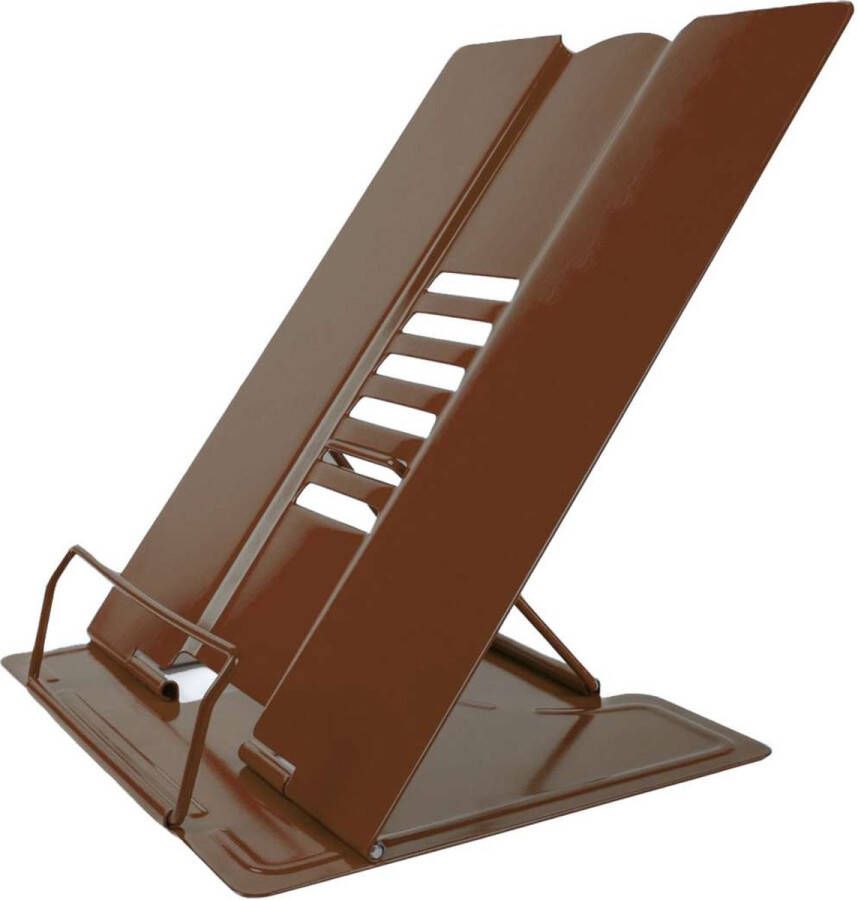 Intirilife Leesstandaard van metalen in Bruin 21 x 16.5 x 20.3 cm In hoogte verstelbare boekenstandaard voor school kantoor bureau leeshulp