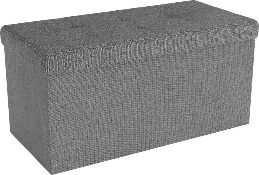Intirilife opklapbare bank 76x38x38 cm in ROCK GREY zitkubus met opbergruimte en bekleding van stof met troggen zitkubus voetensteun opbergdoos borstkruk