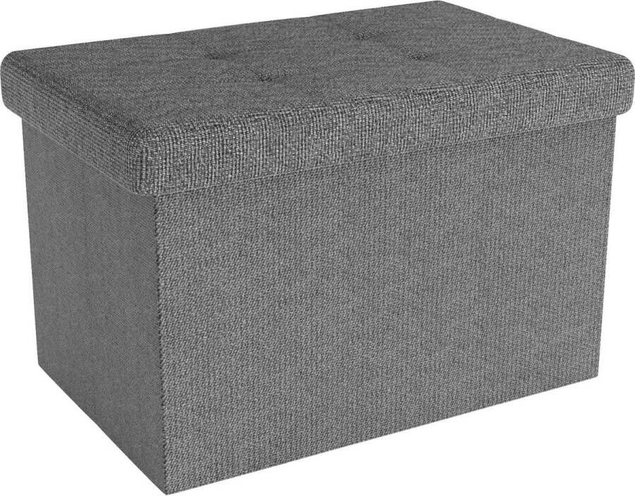 Intirilife opvouwbare bank 49x30x30 cm in ROCK GREY zitkubus met opbergruimte en bekleding van stof met verdiepingen zitkubus voetensteun opbergdoos borstkruk
