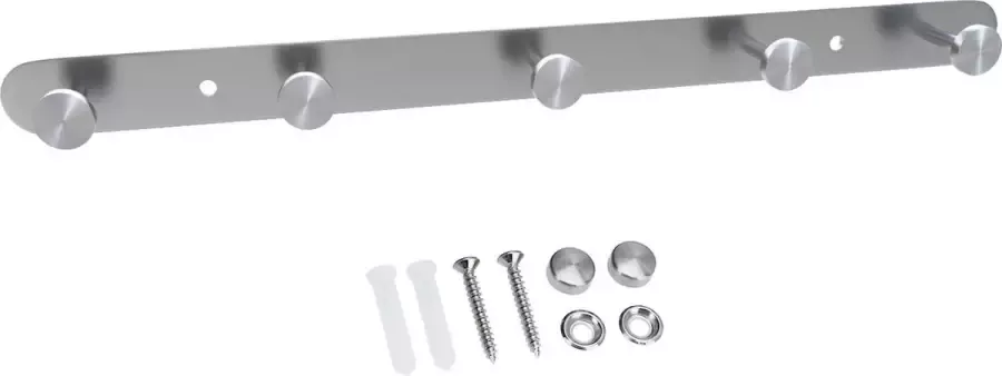Intirilife Roestvrij stalen garderobelijst model A 5 haken kledinghaken garderobe haaklijst in 5 verschillende designs