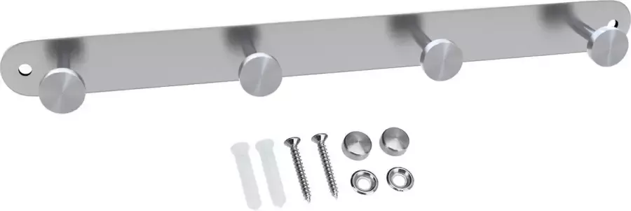 Intirilife Roestvrij stalen kapstok model A 4 haken kledinghaken garderobe haaklijst in 5 verschillende ontwerpen