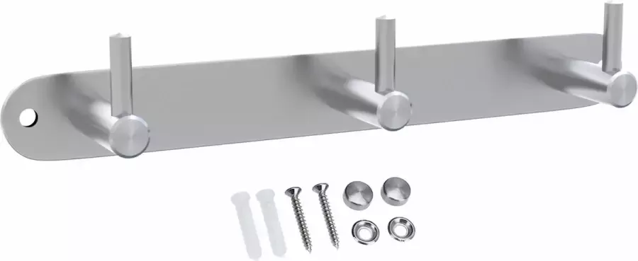 Intirilife Roestvrij stalen kapstok Modell B 3 Haken kapstok wandmontage wandhaak kledingkast in 5 verschillende uitvoeringen