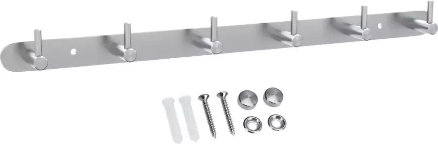 Intirilife Roestvrij stalen kapstok Modell B 6 Haken kapstok wandmontage wandhaak garderobe in 5 verschillende uitvoeringen