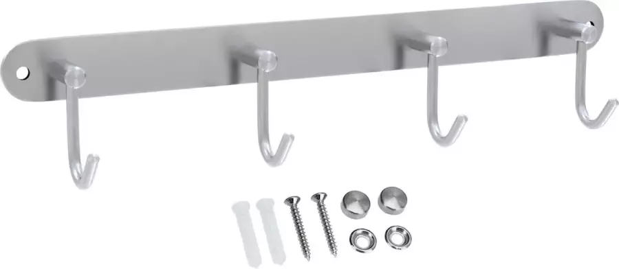 Intirilife Roestvrij stalen kapstok Modell C 4 Haken kapstok wandmontage wandhaak kledingkast in 5 verschillende ontwerpen