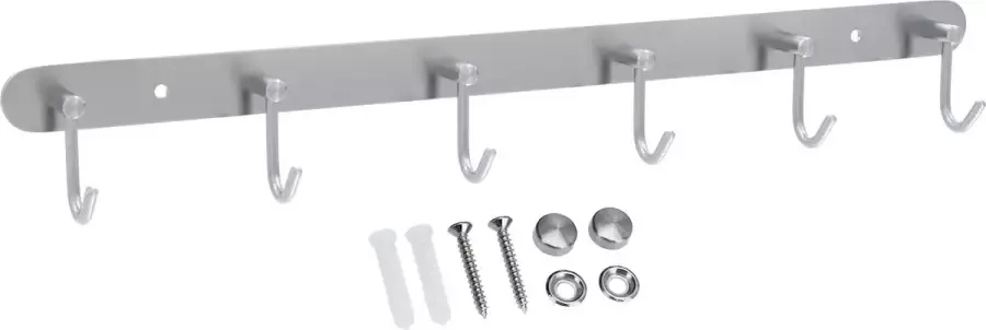 Intirilife roestvrijstalen kapstok model C 6 haken jashaken kapstok in 5 verschillende designs
