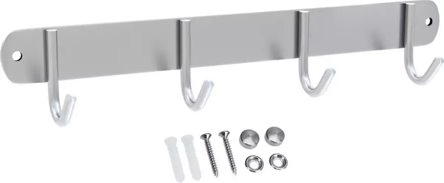 Intirilife roestvrijstalen kapstok model E 4 haken jashaken kapstok in 5 verschillende designs