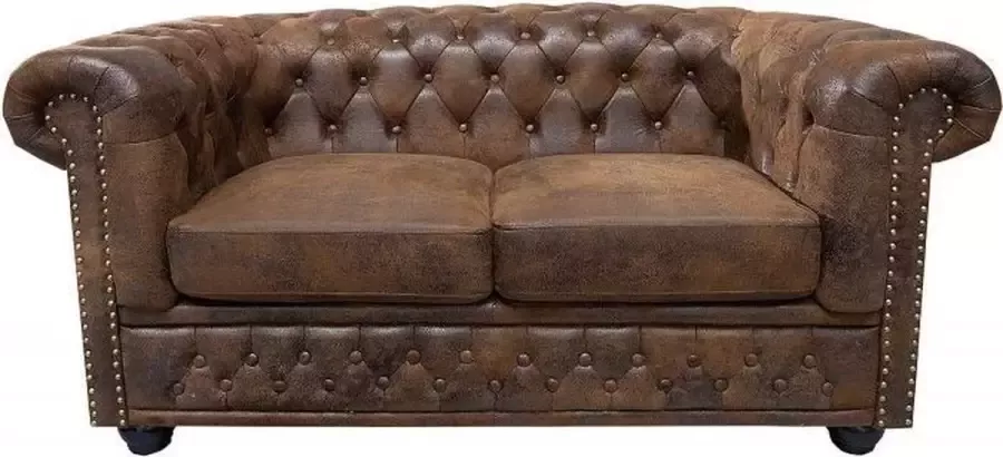 Invicta Interior Chesterfield 2-zitsbank 150cm antiekbruin met knoopstiksel en veerkern 17109 - Foto 2