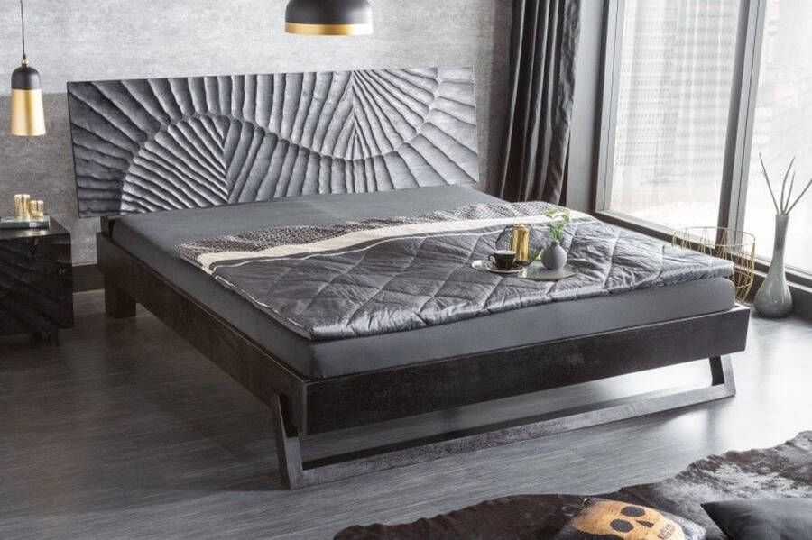 Invicta Interior Design bed SCORPION 180x200cm zwart mangohout 3D snijwerk massief houten tweepersoonsbed 40431 - Foto 2