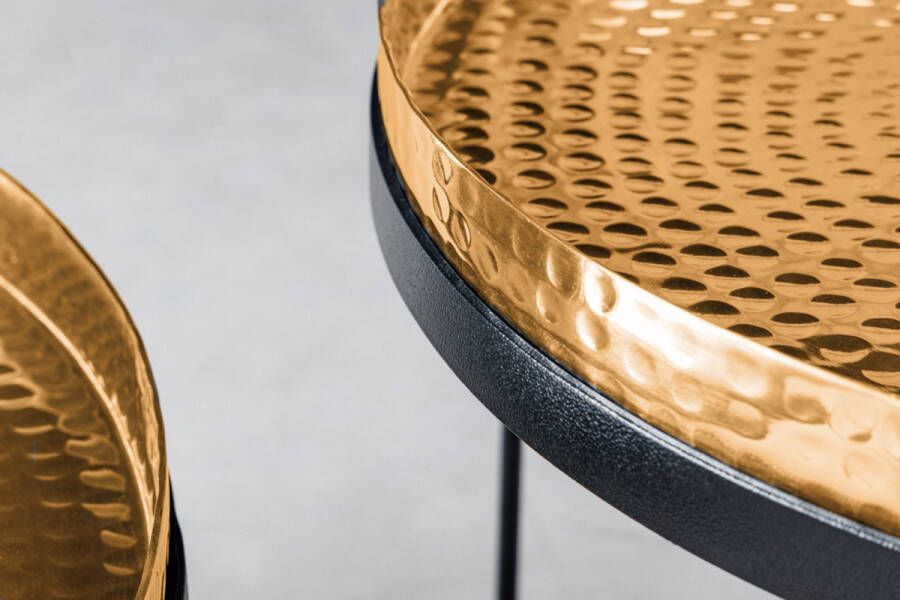 Invicta Interior Design set van 2 bijzettafels ELEMENTS 55cm goud handgemaakt rond 42728 - Foto 3