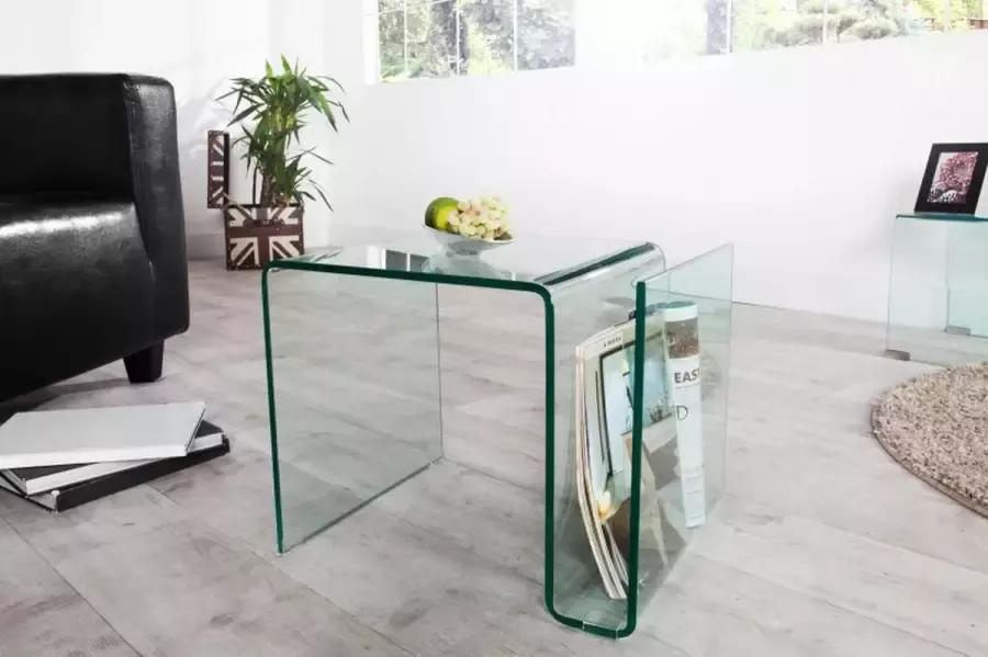 Invicta Interior Extravagante glazen salontafel FANTOME 50cm bijzettafel met opbergvak voor tijdschriften transparant 22860 - Foto 4