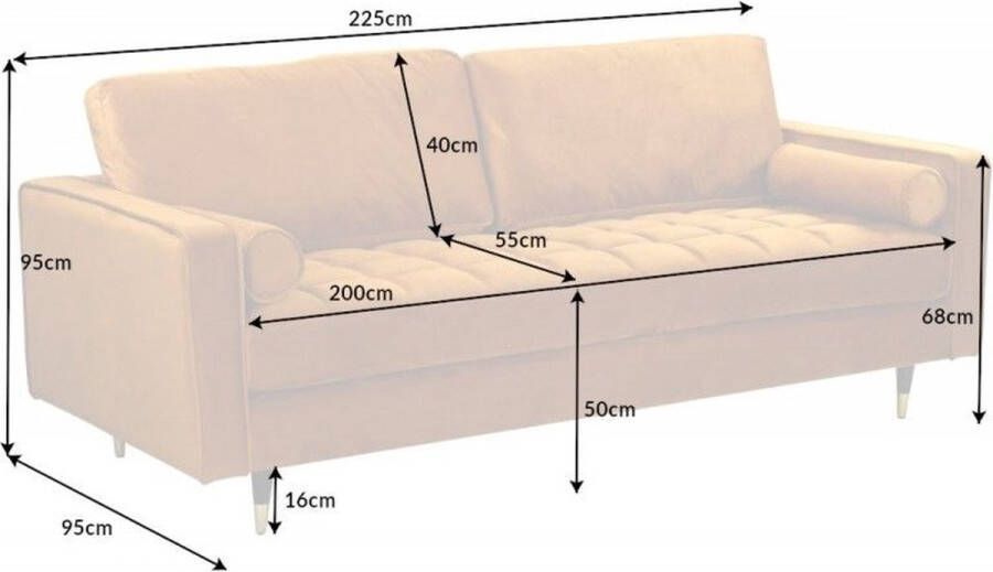 Invicta Interior Design 3-zits loungebank COSY VELVET 220cm mosterdgeel fluwelen veerkern 41072