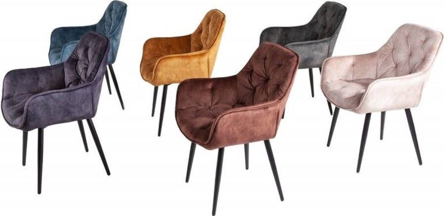 Invicta Interior Design stoel MILANO bruin fluweel met Chesterfield quilting 41182 - Foto 4