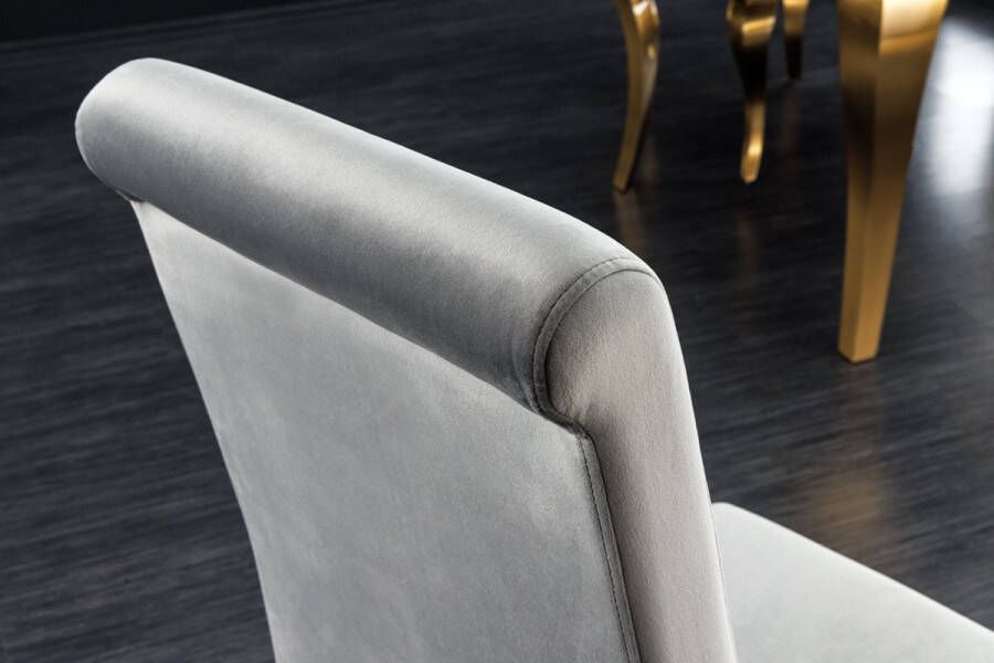Invicta Interior Design stoel MODERN BAROQUE grijs fluweel gouden stoelpoten 43384 - Foto 2