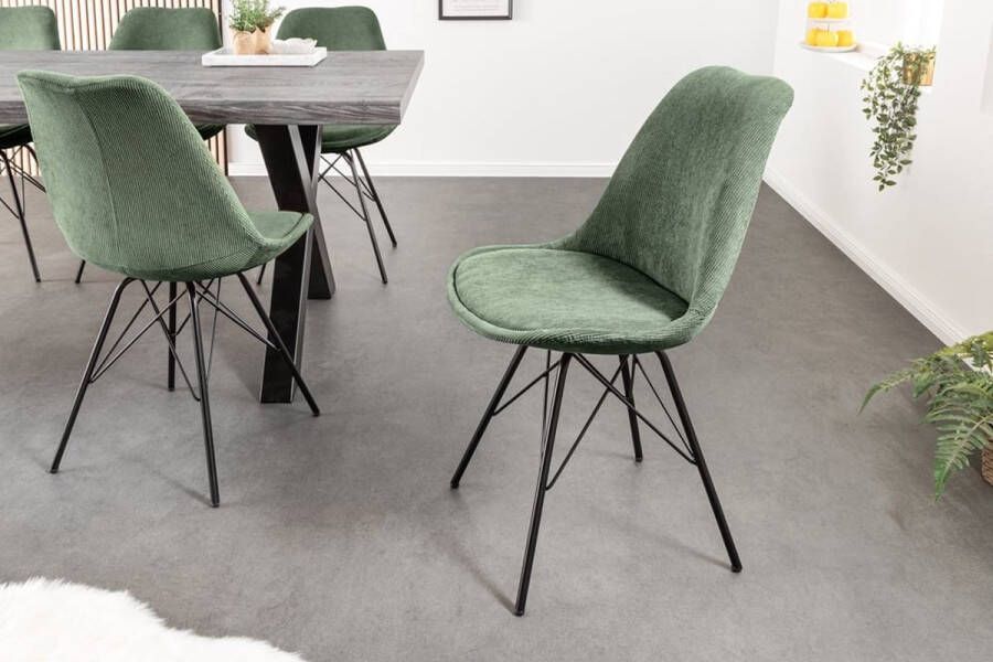 Invicta Interior Design stoel SCANDINAVIA MEISTERSTÜCK groen koord zwart metalen frame 43698 - Foto 2