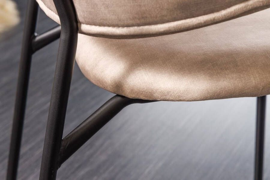 Invicta Interior Design stoel VOGUE champagne greige fluweel zwart metalen poten 43152 - Foto 2