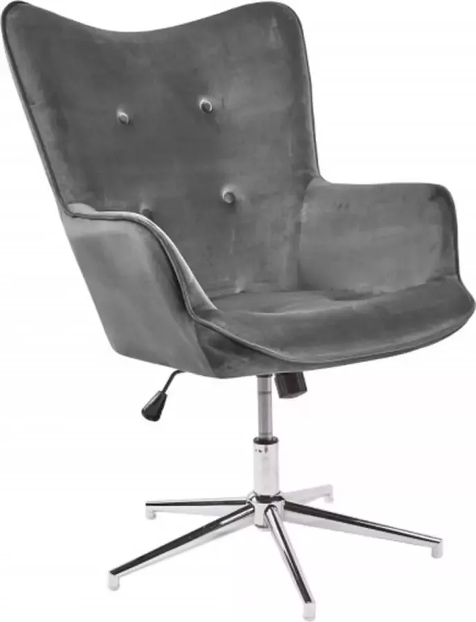 Invicta Interior Design fauteuil MR. LOUNGER grijs chroom fluweel in hoogte verstelbaar draaibaar retro 39511 - Foto 2