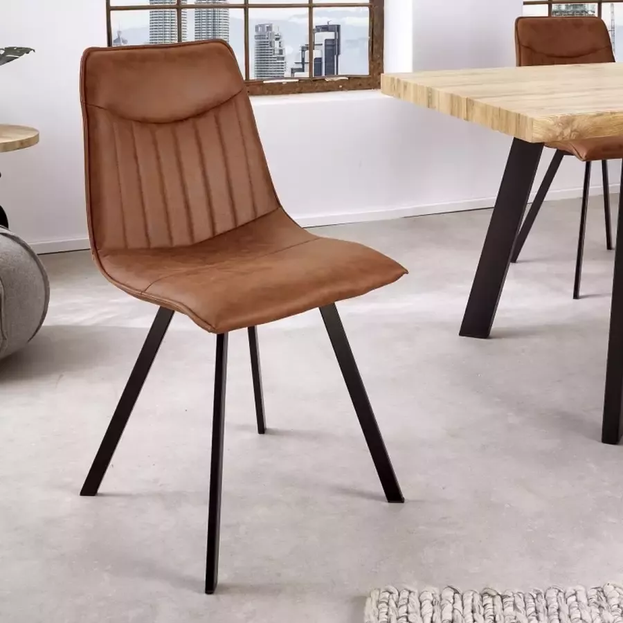 Invicta Interior Design stoel ASTON vintage bruin met decoratieve quilting retro stijl 41402 - Foto 1