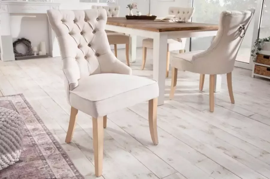Invicta Interior Elegante stoel CASTLE beige linnen stof landelijke stijl met comforthandvat 40467 - Foto 4