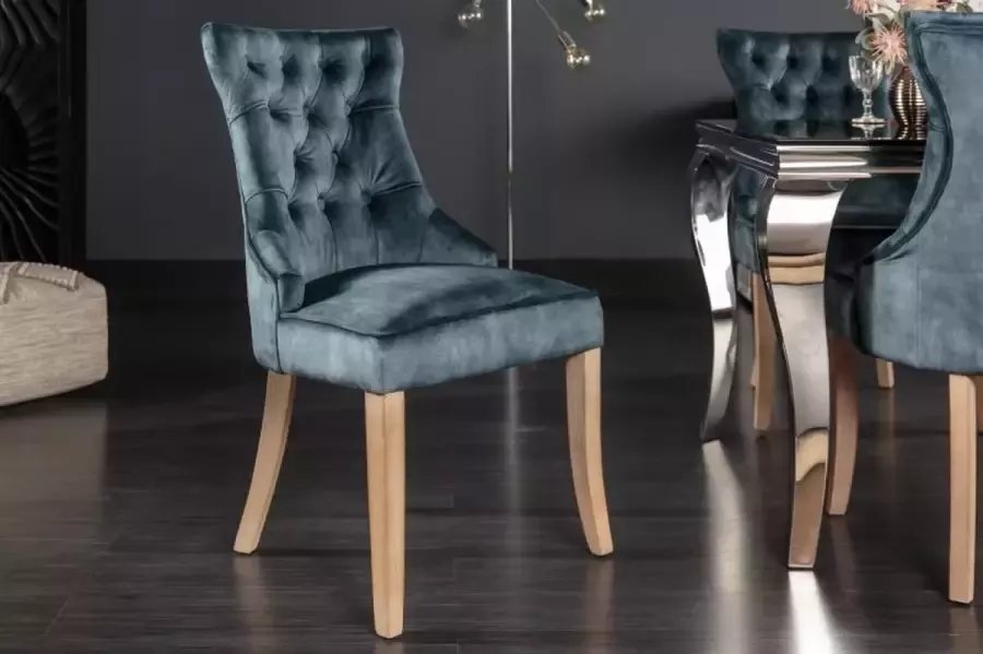Invicta Interior Elegante stoel CASTLE petrol fluweel landelijke stijl met comforthandvat 40470 - Foto 2
