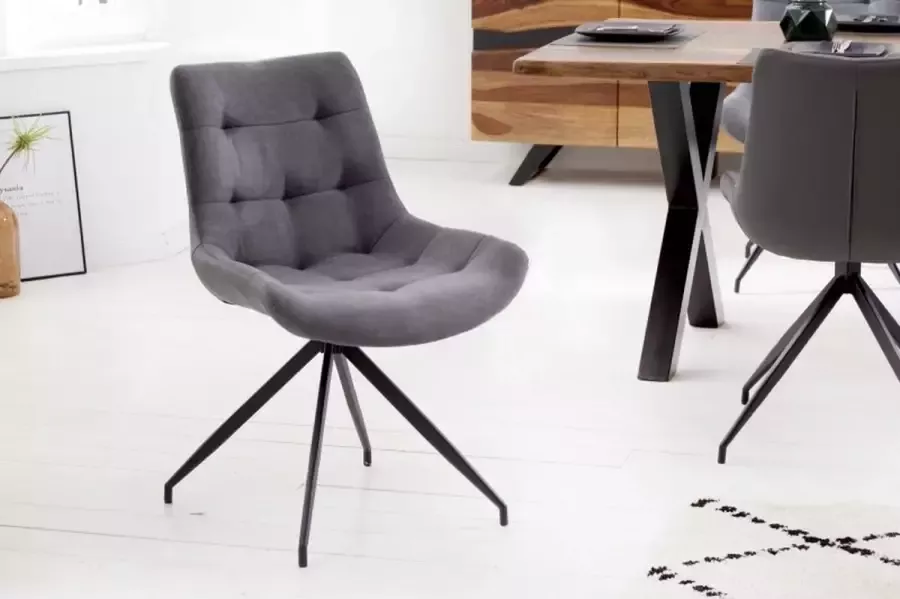 Invicta Interior Design stoel DIVANI lichtgrijs metalen frame zwart in retrostijl 40017 - Foto 4