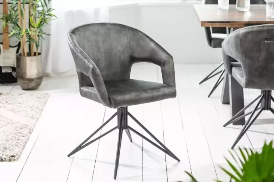 Invicta Interior Draaibare retro stoel ETERNITY donkergroen fluweel met comforthandvat 40498 - Foto 4