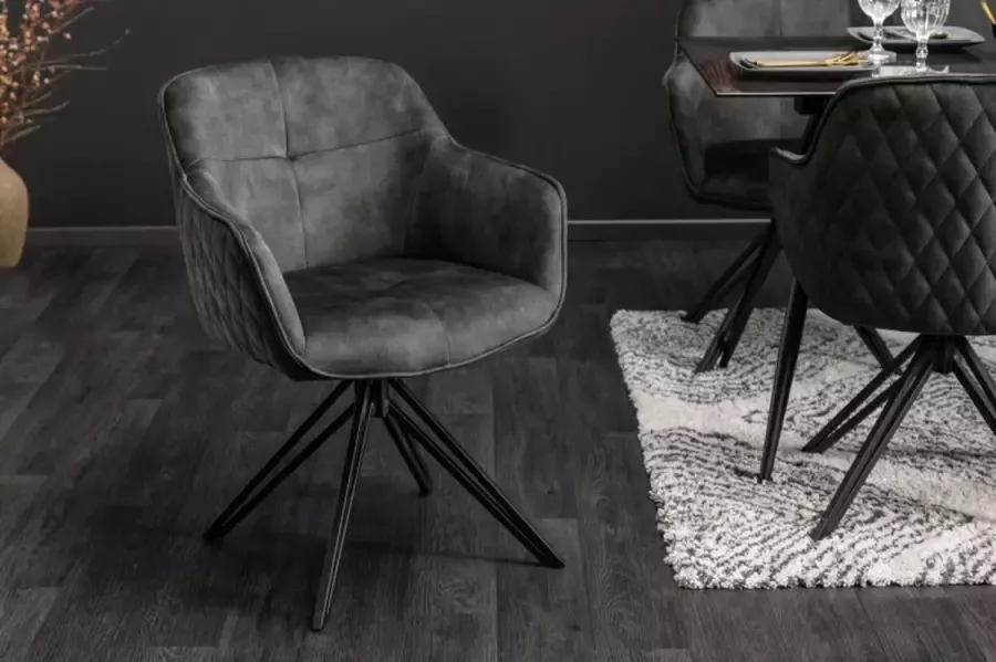 Invicta Interior Draaibare design stoel EUPHORIA donkergroen fluweel met armleuning metalen frame zwart 40261 - Foto 4