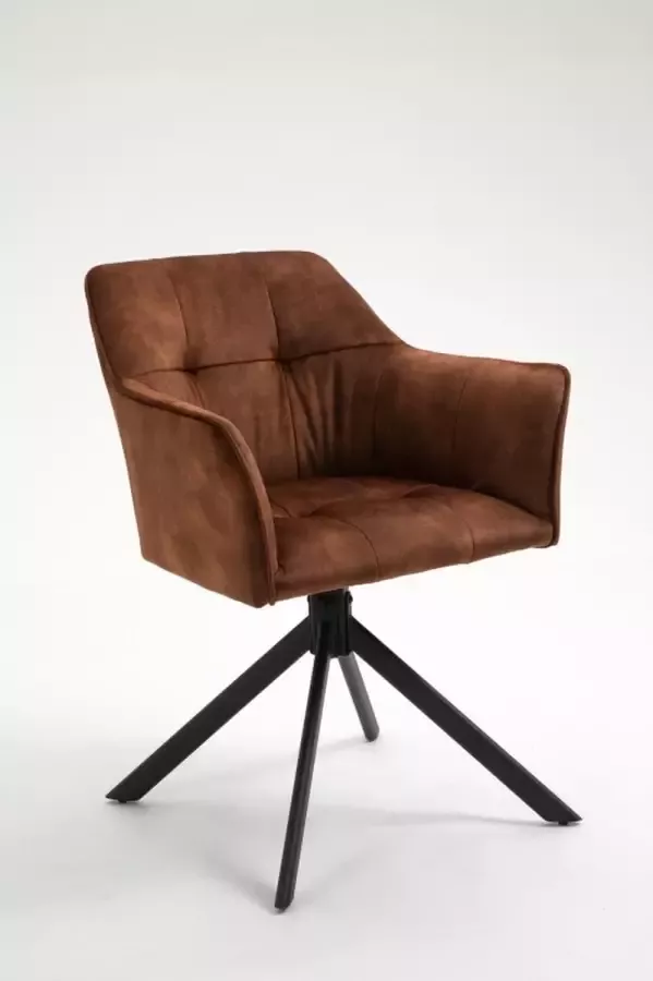 Invicta Interior Design stoel LOFT koperbruin fluweel draaibaar zwart metalen frame met armleuning 42394 - Foto 1