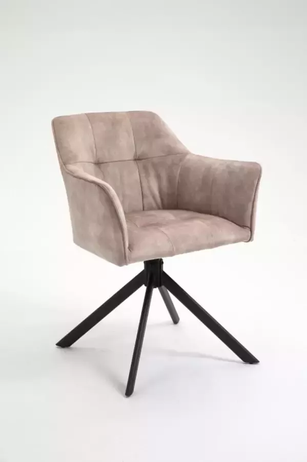 Invicta Interior Design stoel LOFT champagne fluweel draaibaar metalen frame zwart met armleuning 42391 - Foto 1