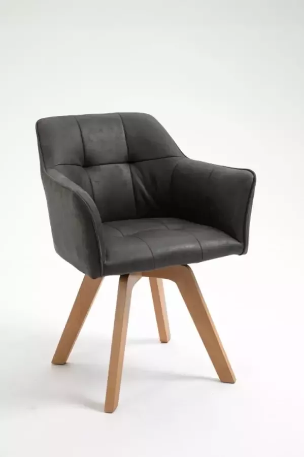 Invicta Interior Design stoel LOFT antiek grijs draaiframe van massief beukenhout met armleuning 42388 - Foto 1