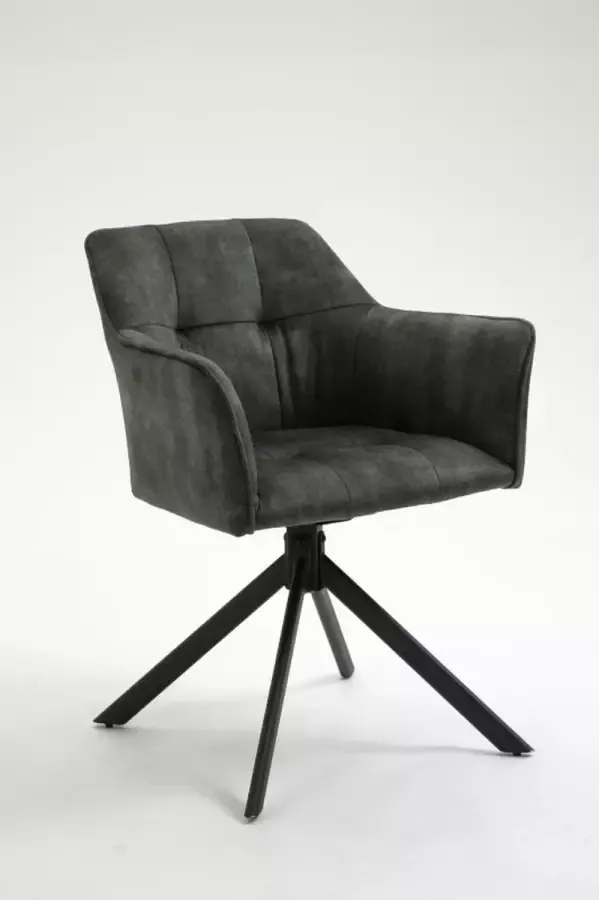 Invicta Interior Design stoel LOFT groen fluweel draaibaar metalen frame zwart met armleuning 42393 - Foto 1