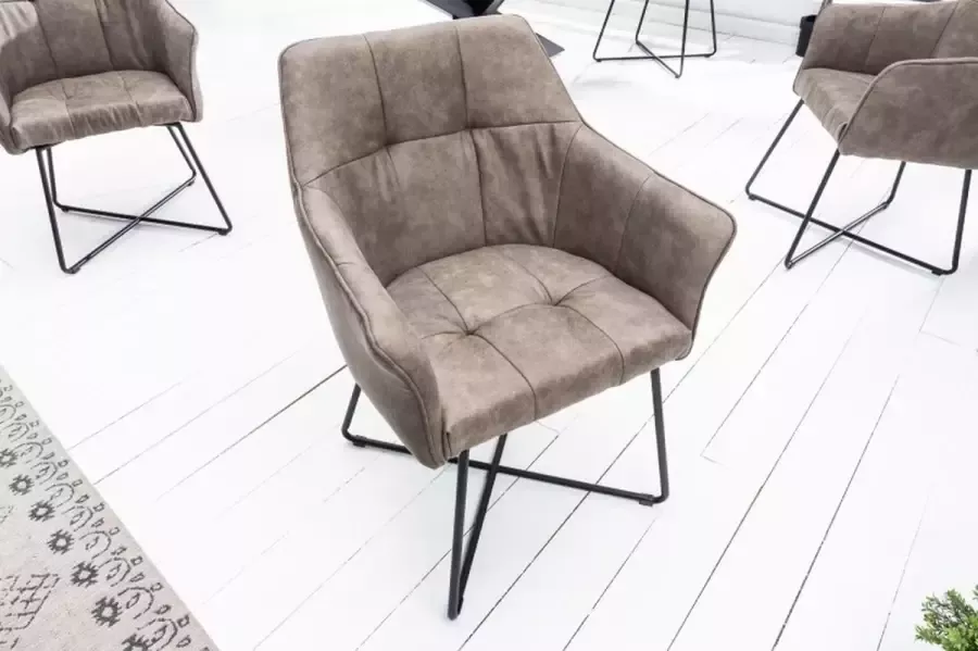 Invicta Interior Exclusief design stoel LOFT microvezel vintage taupe met armleuning 42475 - Foto 1