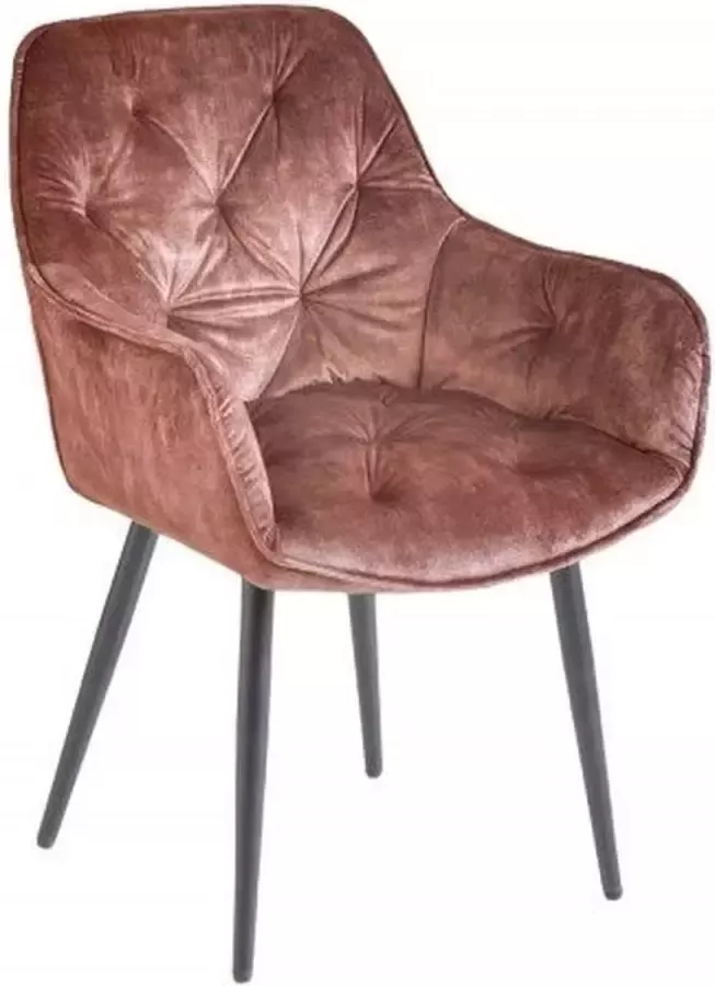 Invicta Interior Design stoel MILANO bruin fluweel met Chesterfield quilting 41182 - Foto 1