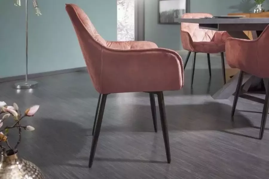 Invicta Interior Design stoel MILANO bruin fluweel met Chesterfield quilting 41182 - Foto 3
