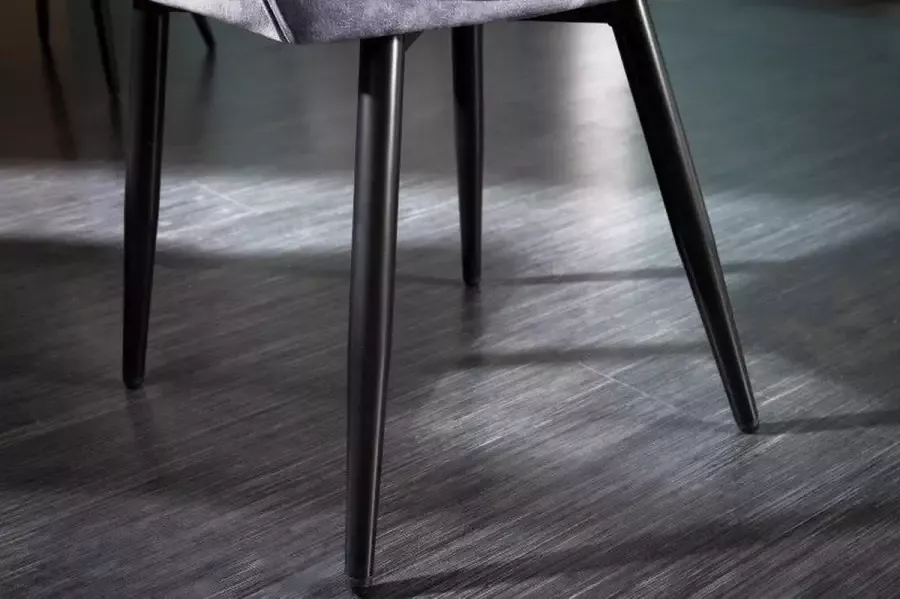 Invicta Interior Design stoel MILANO grijs fluweel met Chesterfield quilting 41177 - Foto 2