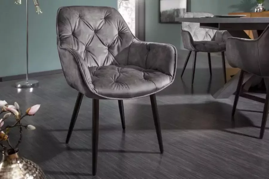 Invicta Interior Design stoel MILANO groen fluweel met Chesterfield quilting 41180 - Foto 4