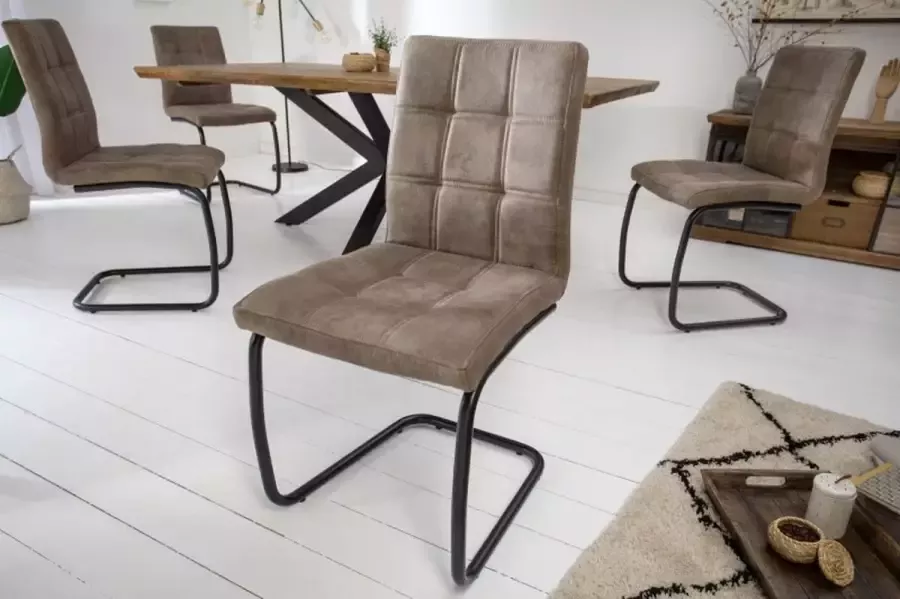 Invicta Interior industrieele sledestoel MODENA vintage taupe met decoratieve stiksels 40551 - Foto 4
