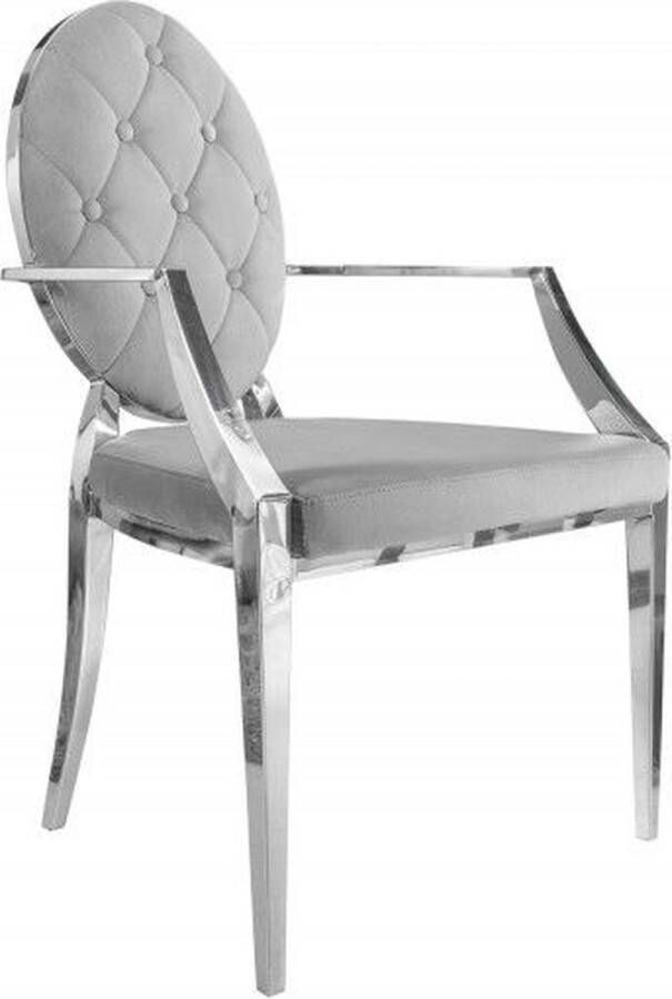 Invicta Interior Elegante stoel MODERN BAROK edelgrijs fluweel met armleuningen en decoratieve knopen 38343
