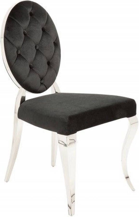 Invicta Interior Elegante stoel MODERN BAROQUE zwart fluweel met knopen roestvrijstalen poten 37354 - Foto 2