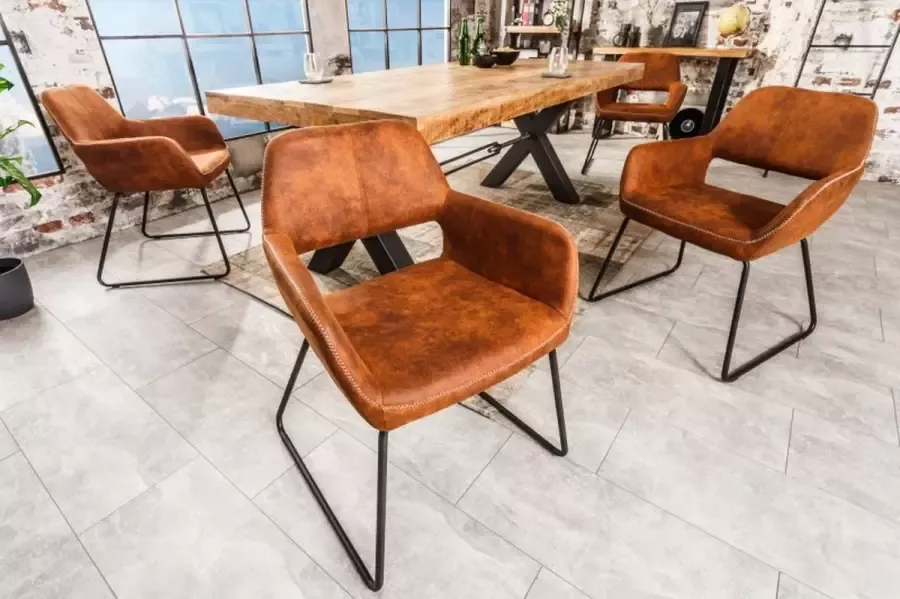 Invicta Interior Design stoel MUSTANG antiek bruin microvezel met armleuning 38387 - Foto 3
