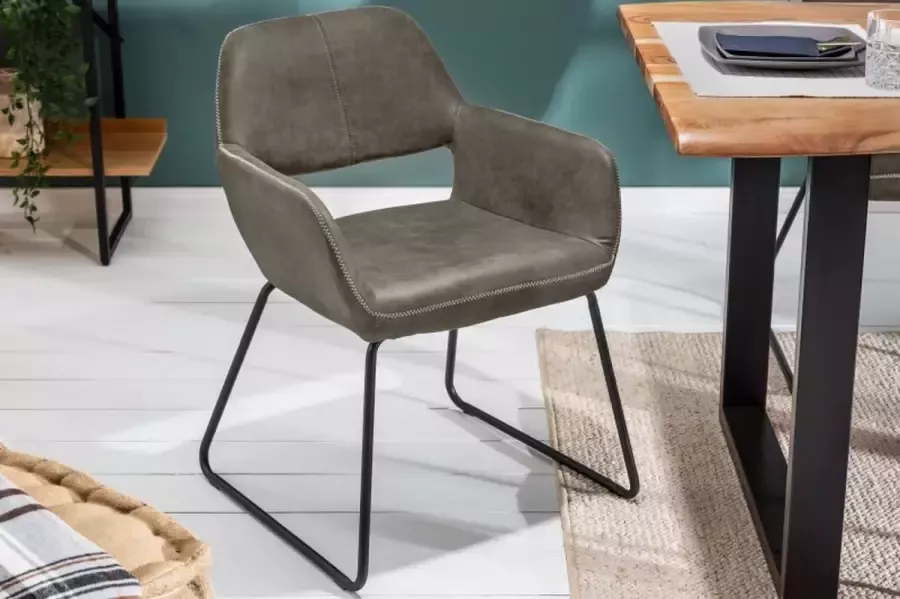Invicta Interior Design stoel MUSTANG antiek taupe microvezel met armleuning 40420 - Foto 3
