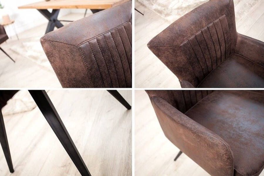 Invicta Interior Retro design stoel ROADSTER antiek bruin met armleuningen 37317 - Foto 2
