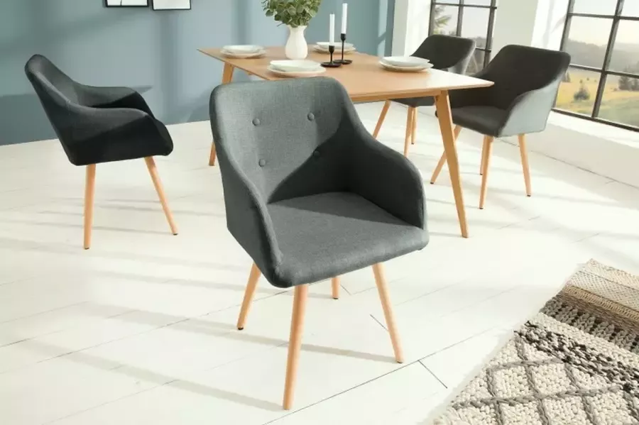 Invicta Interior Retro design stoel SCANDINAVIA MEISTERSTÜCK grijs met armleuning 36823 - Foto 2