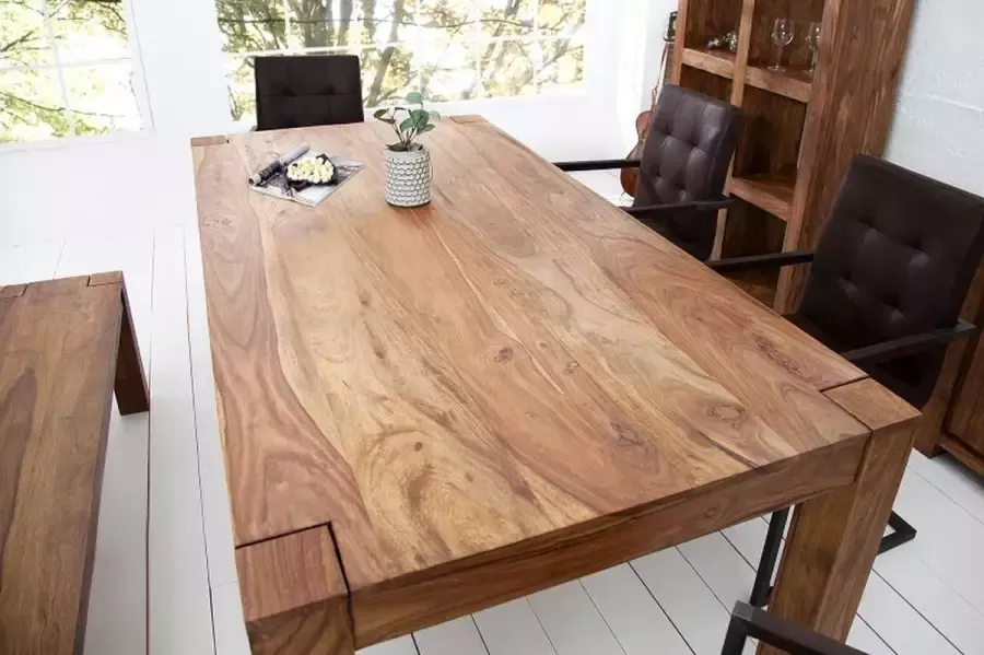 Invicta Interior Massief houten eettafel MAKASSAR 200cm natuurlijke sheesham gelakte houten poten rechthoekig 15516 - Foto 3