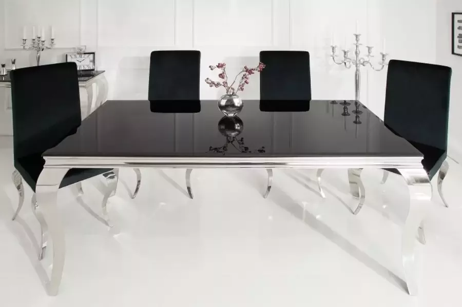 Invicta Interior Elegante design eettafel MODERN BAROK 180cm zwart roestvrijstalen opaalglas tafelblad 36544 - Foto 2