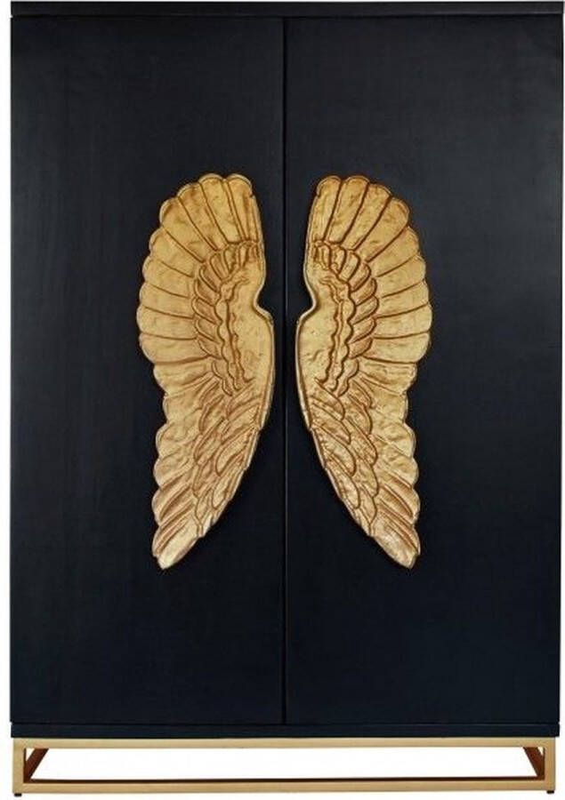 Invicta Interior Extravagante barkast ANGEL 140cm zwart mangohout met gouden vleugels 41107 - Foto 1