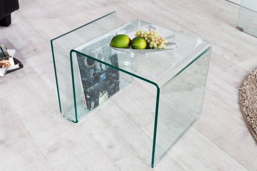 Invicta Interior Extravagante glazen salontafel FANTOME 50cm bijzettafel met opbergvak voor tijdschriften transparant 22860 - Foto 3