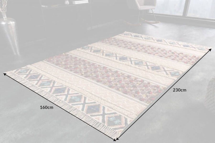 Invicta Interior Handgeweven katoenen tapijt ETHNO 230x160cm kleurrijke geometrische patronen 41487 - Foto 4